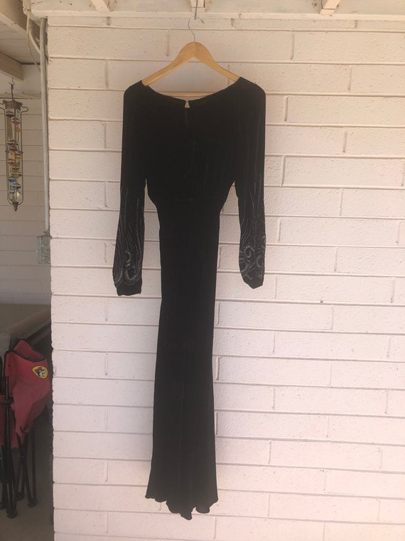 Vampy Art Deco 1930s Silk Velvet Bias Cut Beaded I