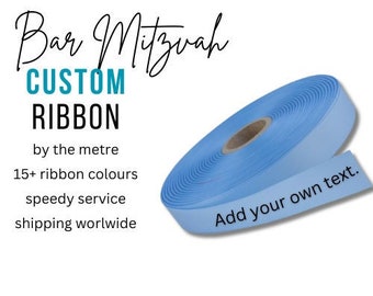 Bar Mitzvah Bat Mitzvah Custom Printed Personalised Double Sided Satin Ribbon For Any Occasion Per Metre