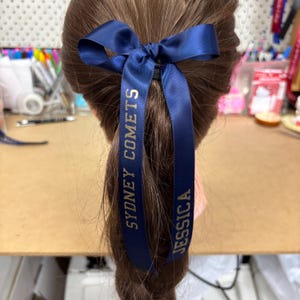 20mm Personalised  Hair Ribbon in College Font Team Ribbons