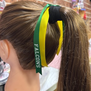 15mm Personalised Hair Ribbons in College Font 2 Colour Ribbons