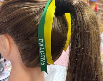 15mm Personalised Hair Ribbons in College Font 2 Colour Ribbons