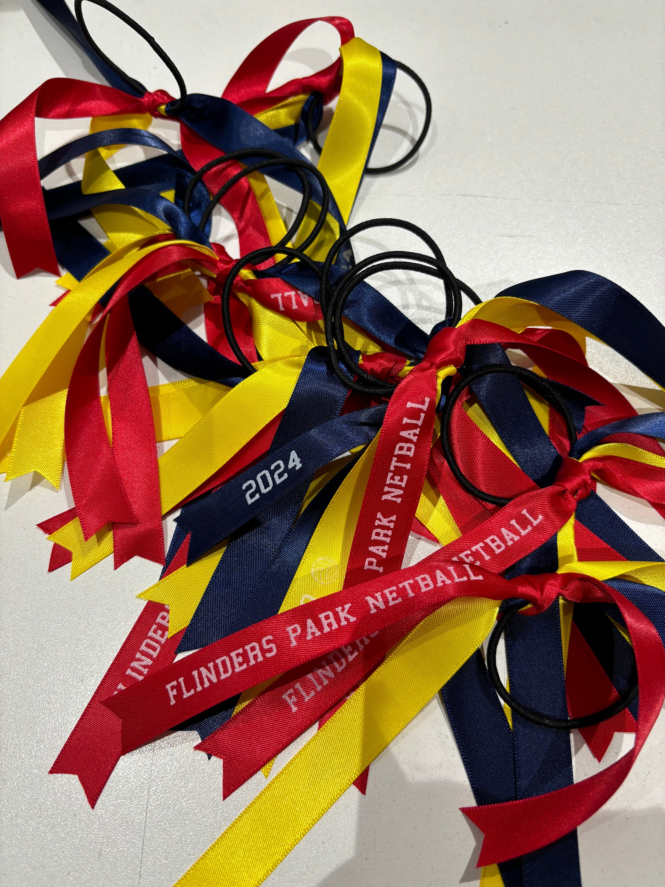 University Ribons 15mm Personalised Hair Ribbons in College Font X 3 Ribbon Colours ...