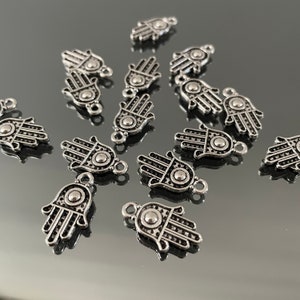 10 x Hamsa Hand Evil Eye For Bomboniere Metal Charms in Silver | DIY Bomboniere | Christening Favours | Christening Bomboniere