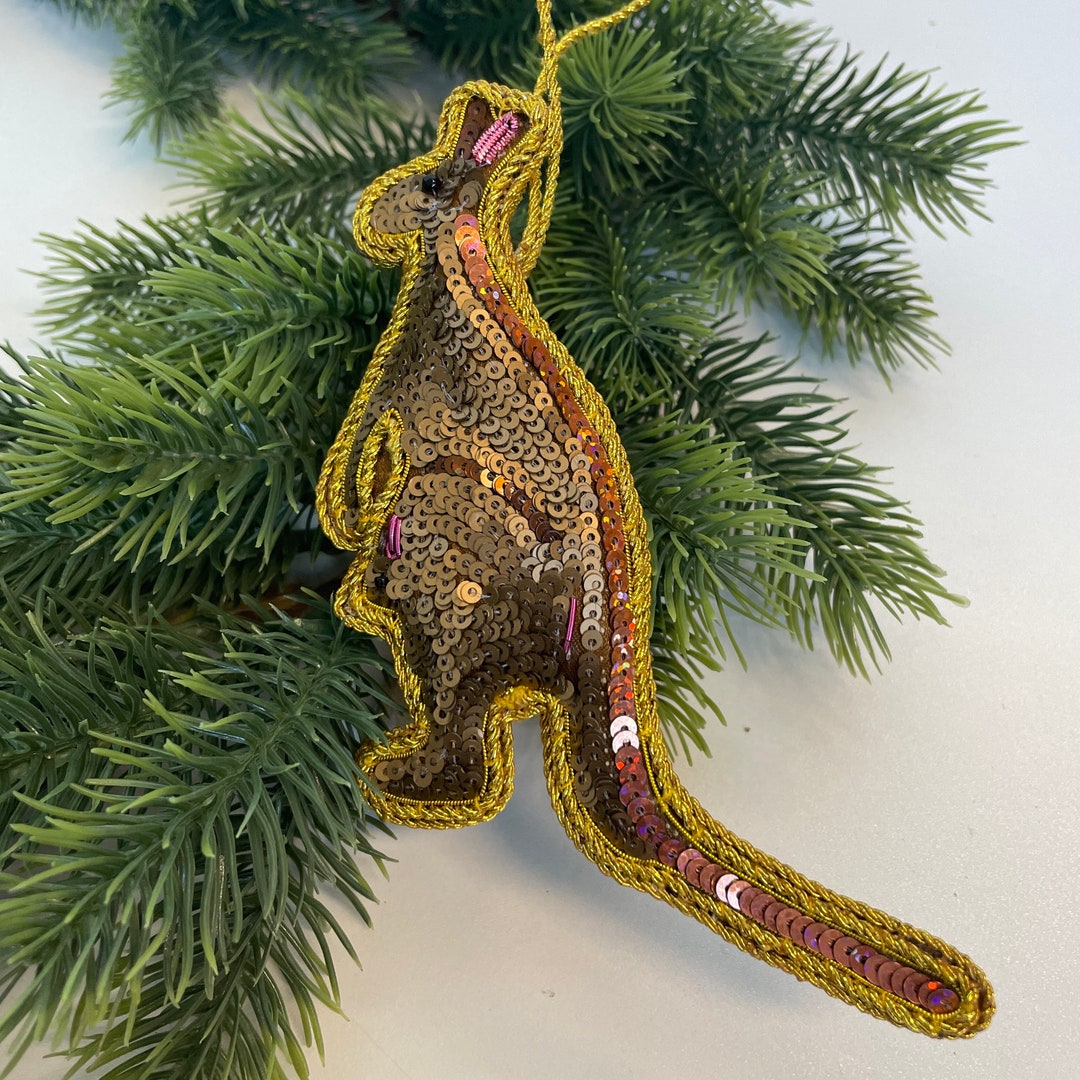 Kangaroo Ceramic Ornament: Unique Gift By Lil Green Rhino