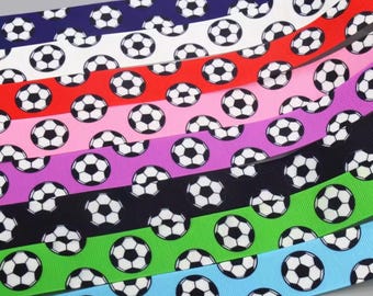 Cinta de fútbol personalizada de 25 mm / Cinta para el cabello personalizada para equipo / Cinta de fútbol de grosgrain / Cinta de club impresa / Gomas para el cabello de fútbol / Regalos para equipos
