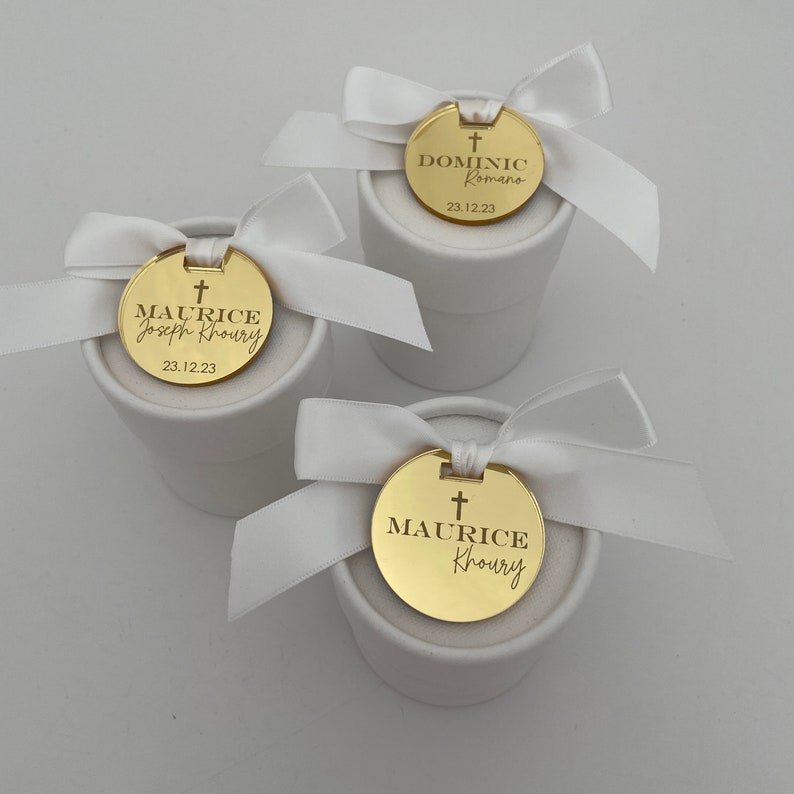 10 x Personalised Initial Bomboniere Favor Tags image 1