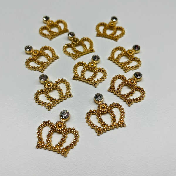 10 x Gold Diamanté Metal Crown DIY Bonboniere Charm