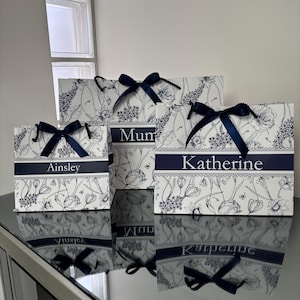 Personalised Navy and White Floral Gift Bag