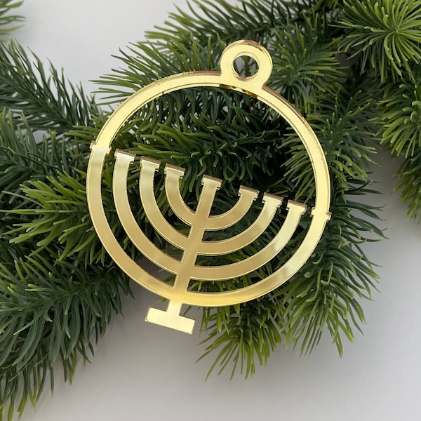 Mirror Menorah Bauble - Christmas Decorations - Hanukkah Bauble - Jewish Decorations - Chrismukkah Decorations