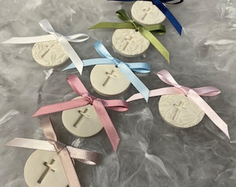 White Round Clay Cross Charms for DIY Bomboniere Favors