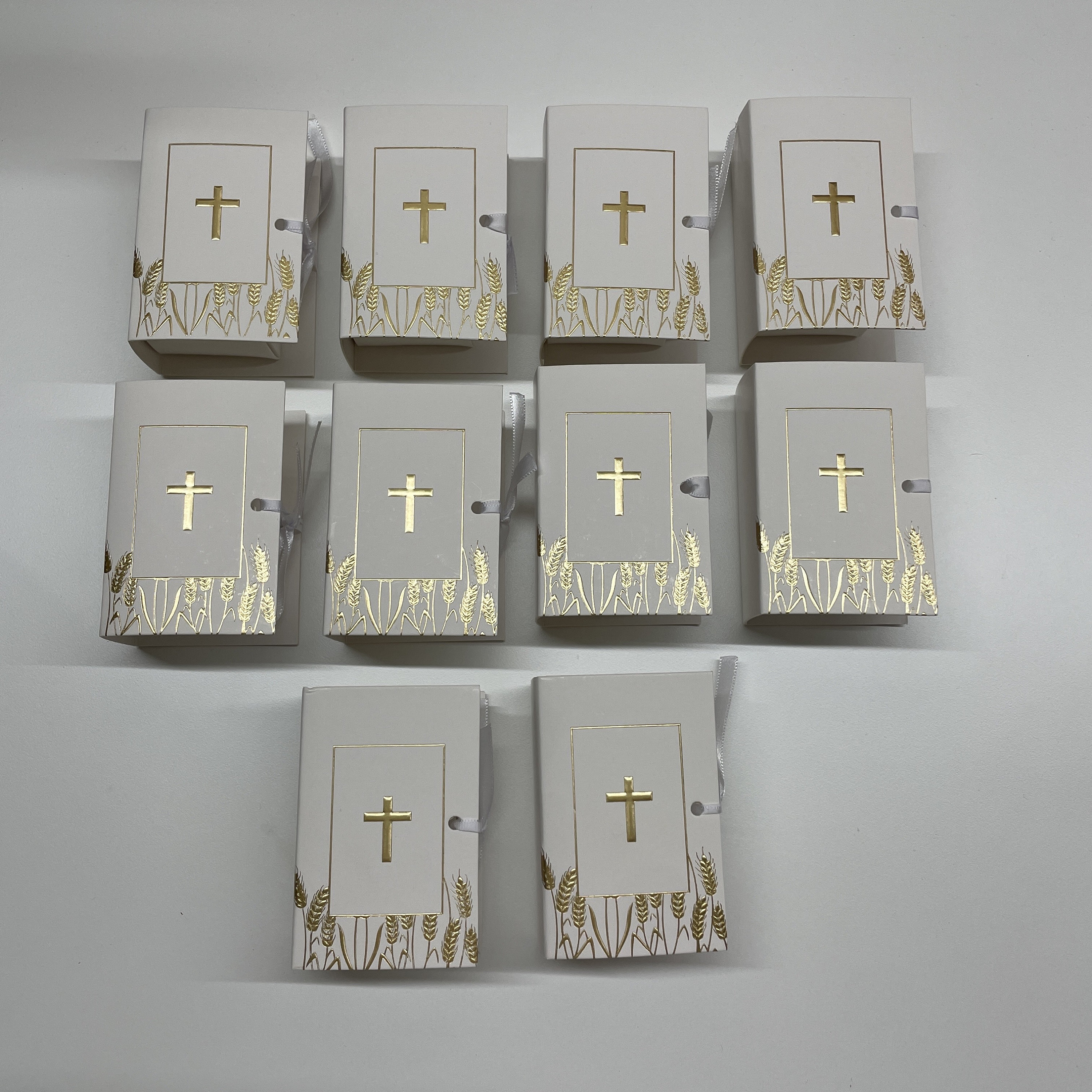 First Holy Communion Favor Boxes: White & Gold DIY Bomboniere, Set of ...