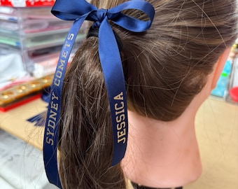 15mm Personalised  Hair Ribbon in College Font Team Ribbons