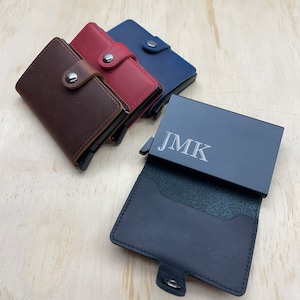 Personalised RFID Blocking Leather Men's Wallet Card Holder | Aluminium Wallet | Father's Day Gift | Men's Birthday Gift | Corporate Gift