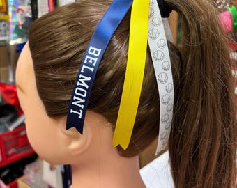 Cintas para el cabello personalizadas de 15 mm con el logotipo del equipo universitario (3 colores diferentes) y balones de baloncesto.