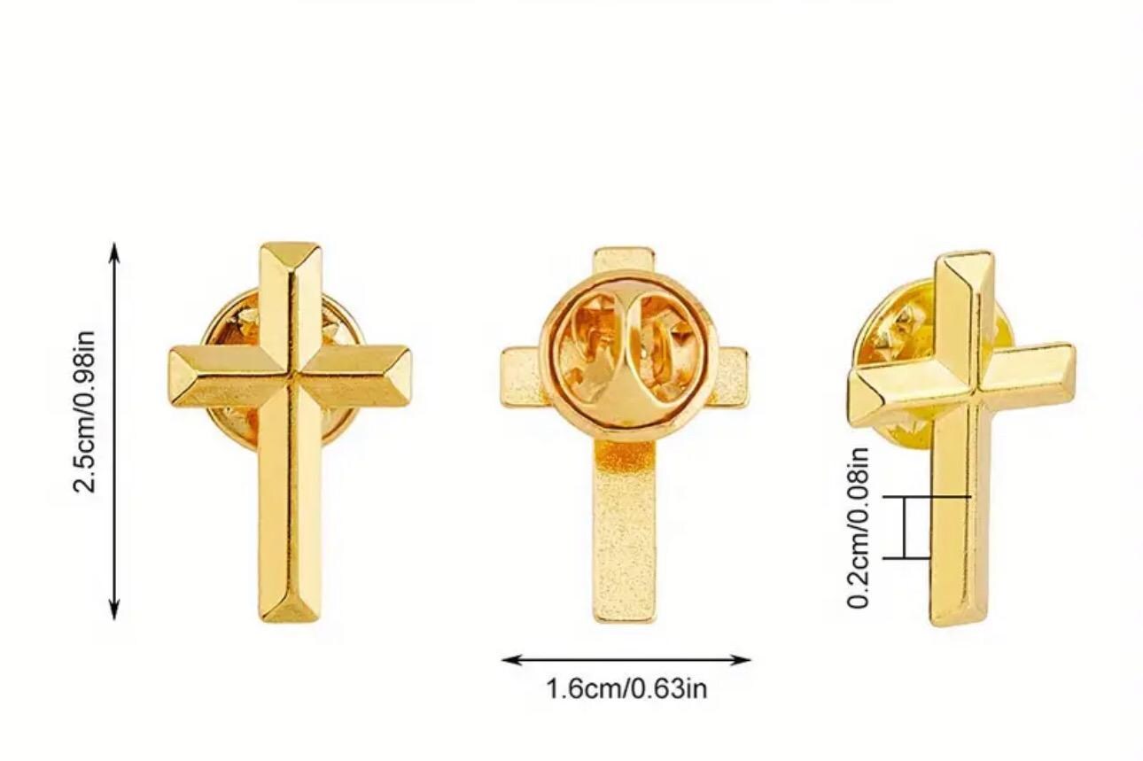 Spilla Croce Ortodossa Russa In Acciaio Inox - Gioiello Religioso Cristiano Per Uomo E Donna - 3