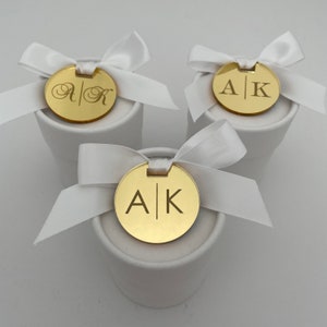 10 x Personalised Acrylic Initial Tags For Wedding Christening Baptism Communion Engagement Baby Shower Bridal Shower Bomboniere