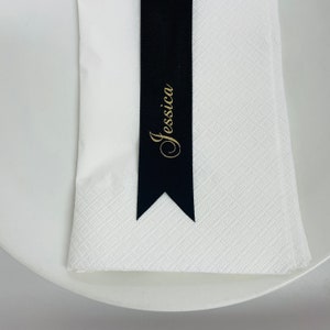 Segnaposto personalizzati con nastro nero per matrimoni ed eventi - larghezza 25 mm, 4 stili