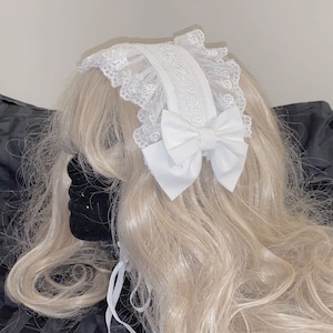 White Rose Lace Lolita Headband - Gothic Hair Accessory