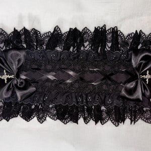 Black CrissCross with Cross Charm Lolita Headband - Gothic Hair Accessory