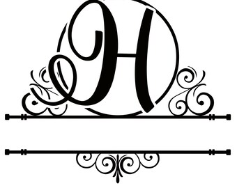 Download Split Monogram H Etsy