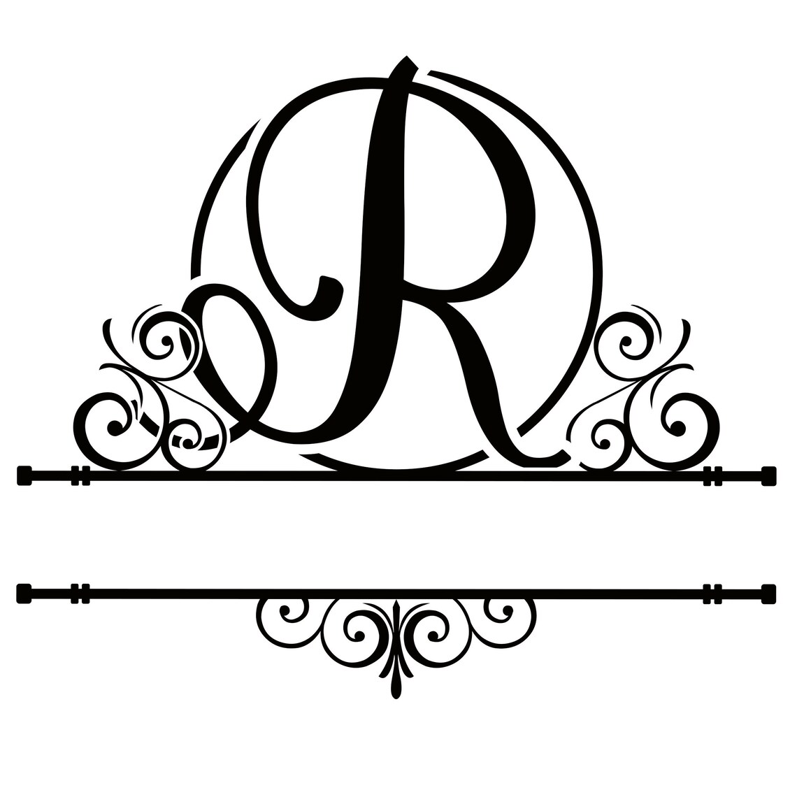 Letter R Split Monogram Digital File Etsy