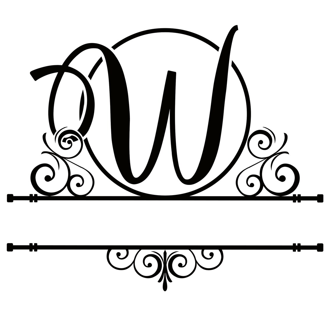 Letter W Split Monogram | Digital File - Etsy