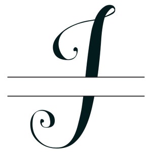May include: A black cursive letter "J" with a line through the middle, creating a split monogram design.