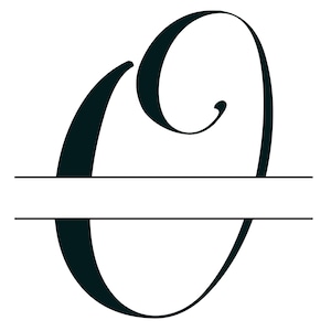 May include: A black cursive letter O with a horizontal line through the middle. The letter is in a decorative font.