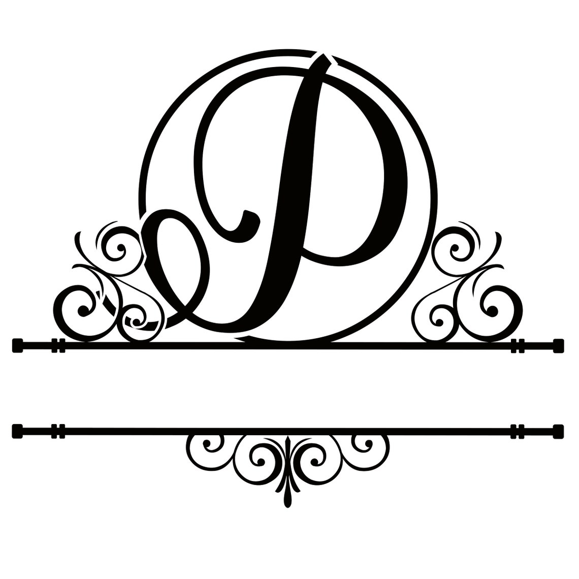 Letter P Split Monogram Digital File | Etsy