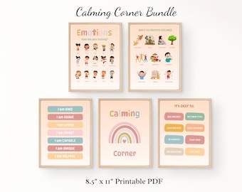 Calming Corner Bundle for Toddlers/ Kids | Printable PDF | Emotions, How Are You Feeling, Coping Skills, Words of Affirmation, Validation