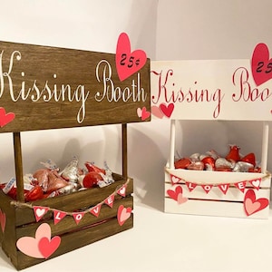 Kissing Booth w/ Optional Chocolate Kisses | Valentines Day, Hearts Day, Valentines Decor, Home Decor, Office Decor, Keepsakes, Gift Ideas