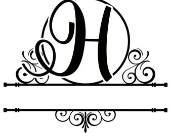 Letter H Split Monogram | Digital File