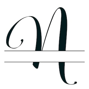 May include: A black cursive letter N with a horizontal line through the middle, creating a split monogram design.