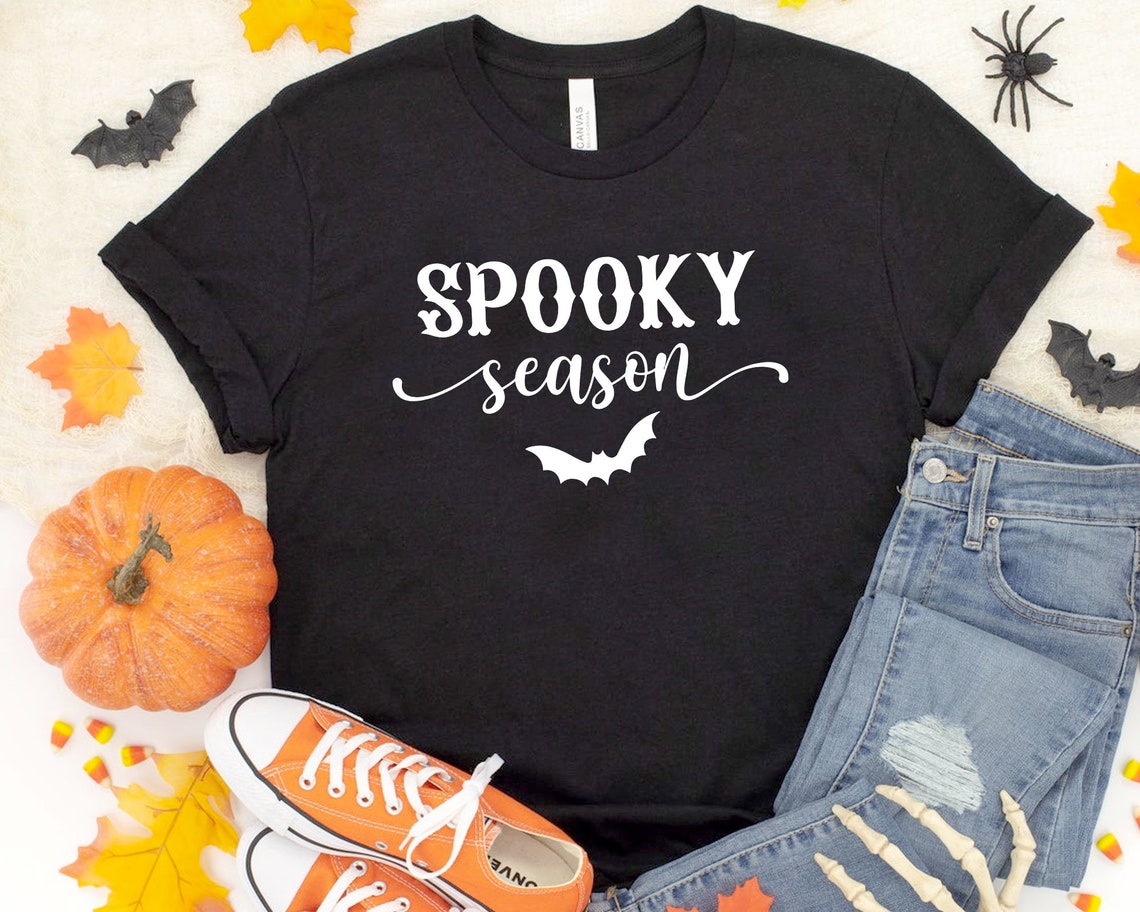 Spooky Season T-Shirt Funny Halloween Shirt Bat Print Gift | Etsy