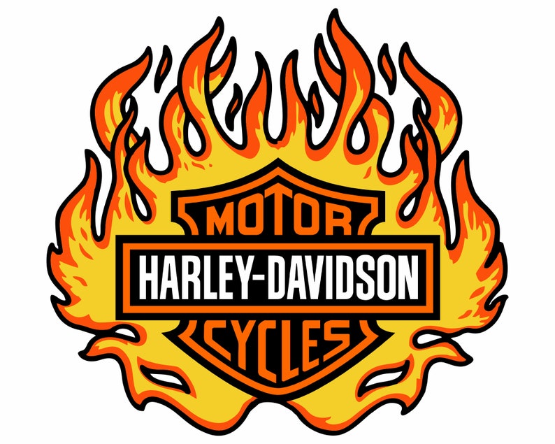 Harley Davidson Bar and Shield Over Flames SVGs | Etsy