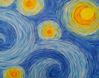 【画家手描き真跡】テクスチャアート・ひまわり星月夜・ゴッホ風・世界唯一 il_340x270.7292648520_tlk3.jpg