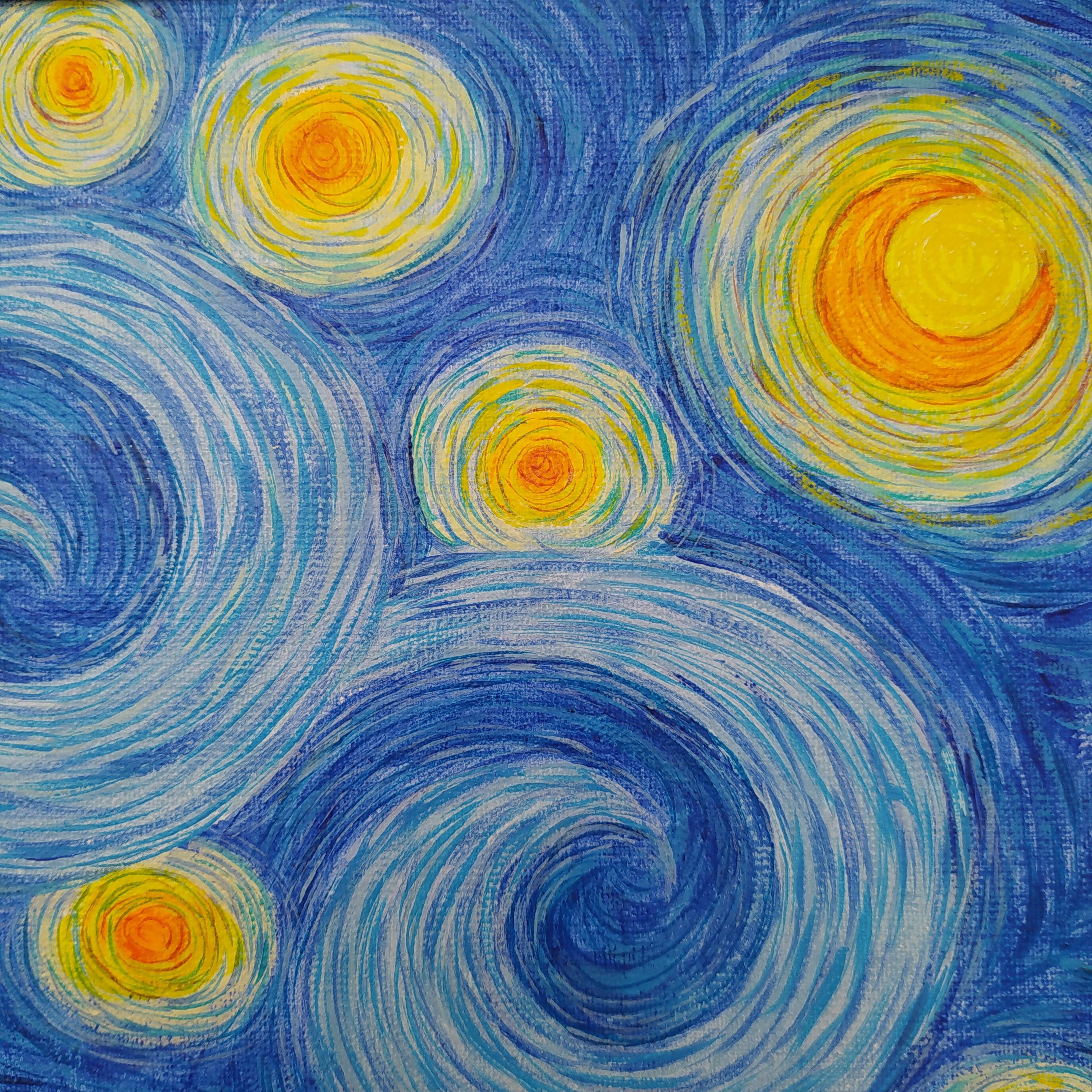 【画家手描き真跡】テクスチャアート・ひまわり星月夜・ゴッホ風・世界唯一 ゴッホのひまわりの絵画：星月夜にインスパイアされたアート（デジタル