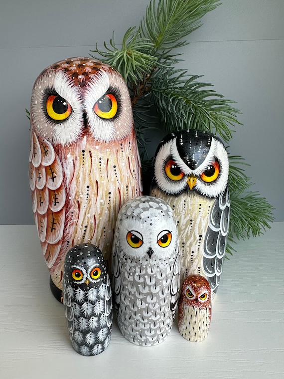 Keenso poupées gigognes de Noël 5pcs poupées matriochka en bois peintes