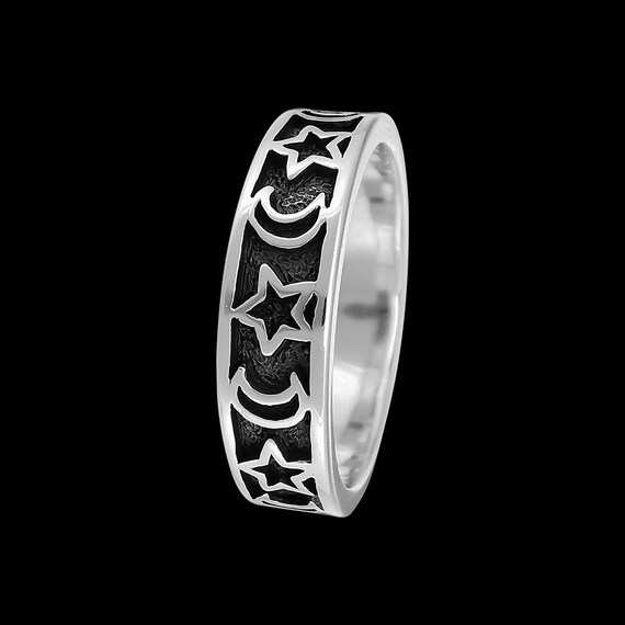 thumbnail image 2 of BAMOER Solid 925 Sterling Silver Moon & Stars Ring With AAA CZ - Women's Crystal Jewelry 2 of 3