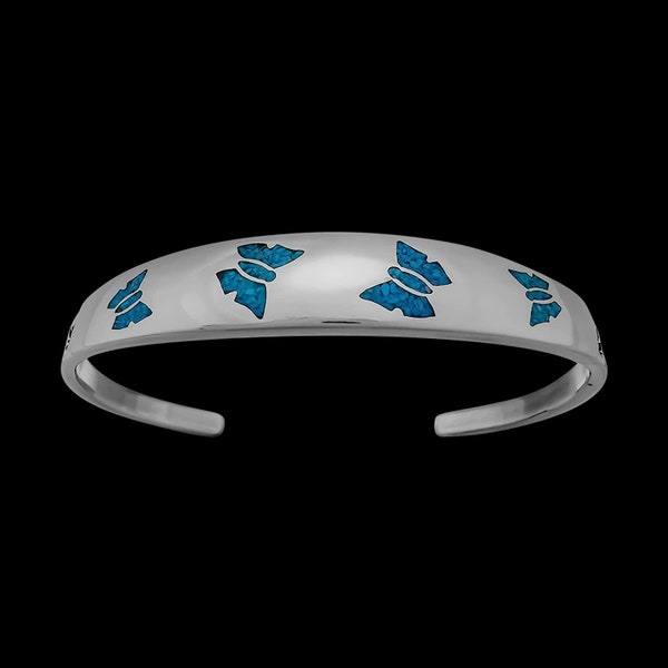 925 Sterling Silver cuff Bracelet, Butterfly Bracelet, Native American Handmade Jewelry, Butterfly Cuff, Navajo Butterfly Bracelet
