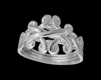 4 piece Sterling Silver Puzzle Ring in sizes 6, 7, 8, 9, 10