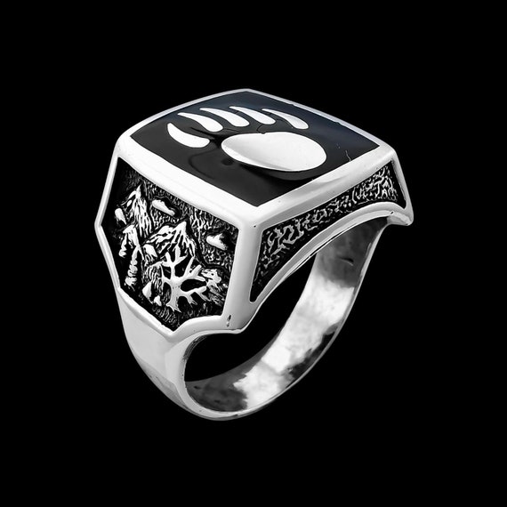 Taille 13 Bague montagne ombre empreinte d'ours France