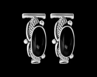 Punte per orologio ovali in argento sterling e resina nera con piume