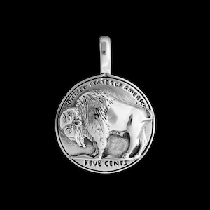 Buffalo Nickel Pendant • 925 Sterling Silver • Buffalo Coin-Inspired • James Frazer Design