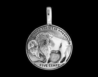 Buffalo Nickel Pendant • 925 Sterling Silver • Buffalo Coin-Inspired • James Frazer Design