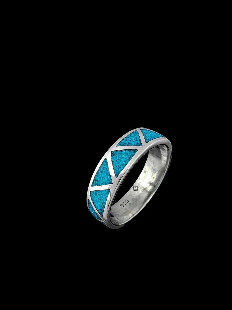 Turquoise Ring Navajo Ring 925 Sterling Silver Native American Wedding Band