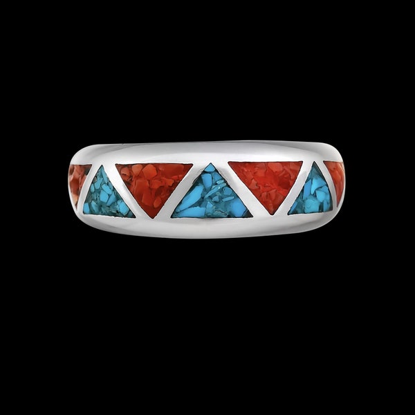 Navajo Handgemachter Türkis Ring • Schmuck der amerikanischen Ureinwohner • 925 Sterling Silber