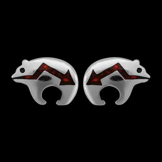 ピアス Mini Navajo Bear Stud Earrings #7264 Sterling Silver Bear Earrings • Navajo Inspired Design