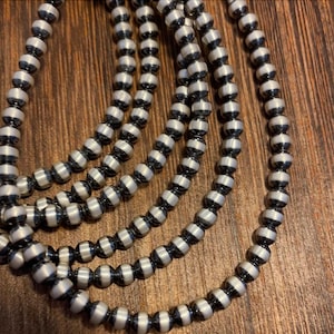 Navajo Pearls Necklace • 3mm Beaded Necklace • 925 Sterling Silver • Sterling Silver Beads Necklace