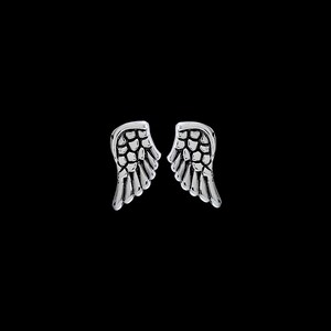 Wing Earrings • 925 Sterling Silver • Guardian Angel Studs • Navajo Handmade (83)